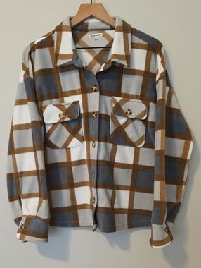Polished & Poised Plush Plaid Shacket Shirt Jacket PXL